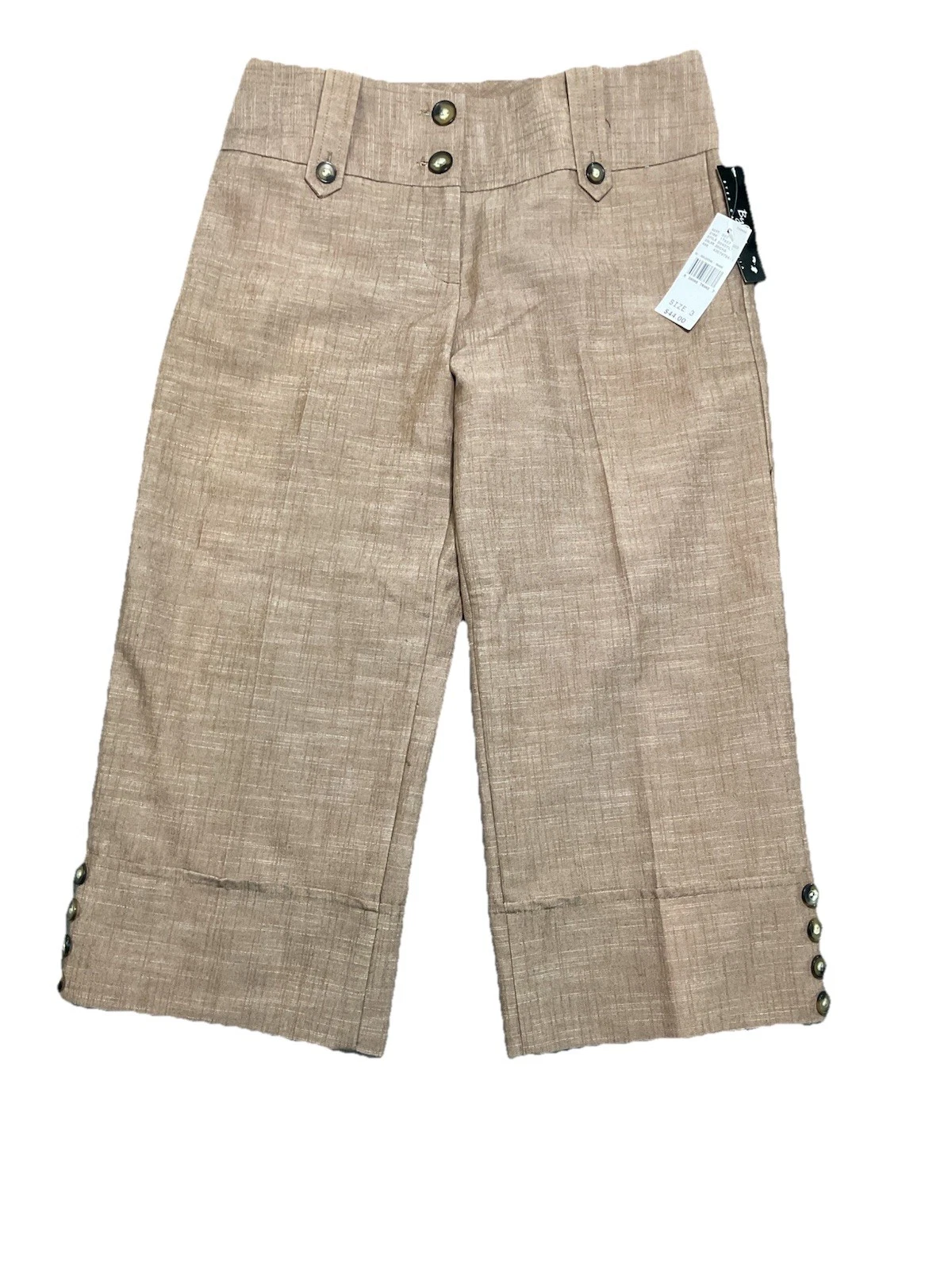 Y2K Capri Pants Womens Brown Cropped Stretch Minimalist Boho Size 3