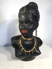Joli buste ancien de femme africaine en plâtre