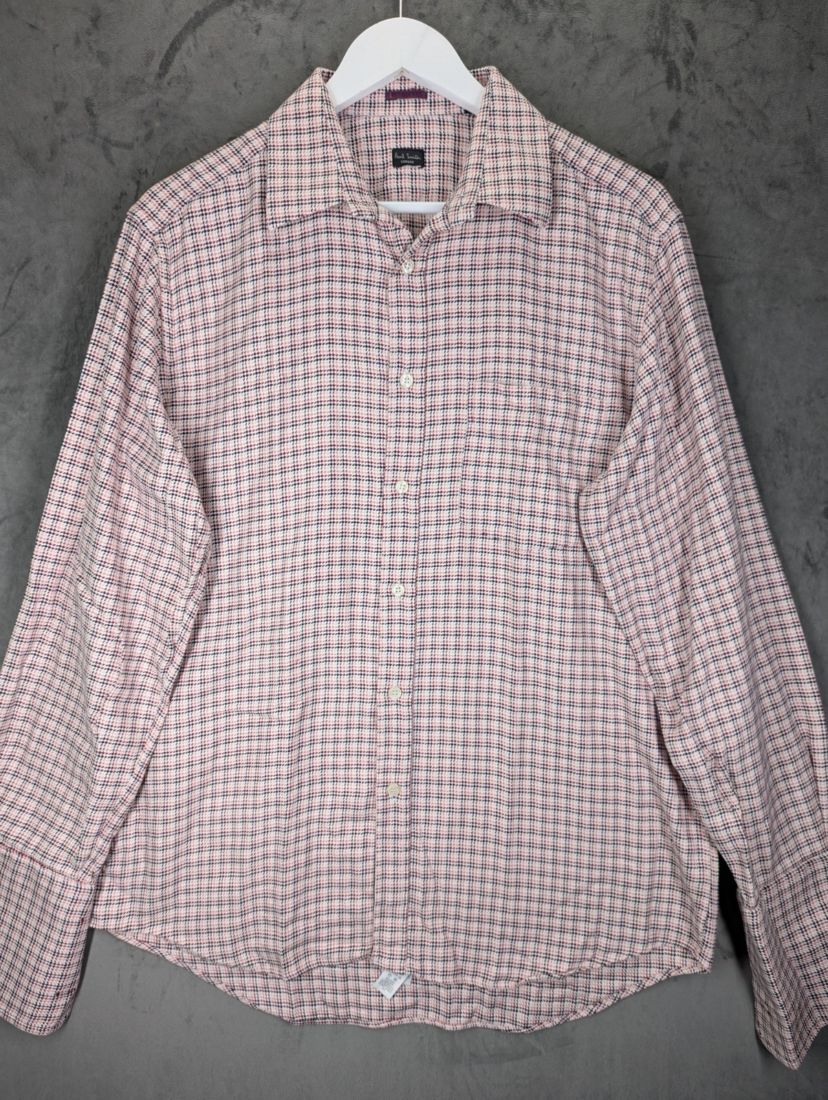 Paul Smith Double Cuff Shirt Size Large 16in Cotton Designer Made In Italy Pink