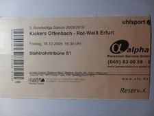 Ticket / Eintrittskarte 3. Liga  2009/10  Kickers Offenbach - FC Rot Weiß Erfurt