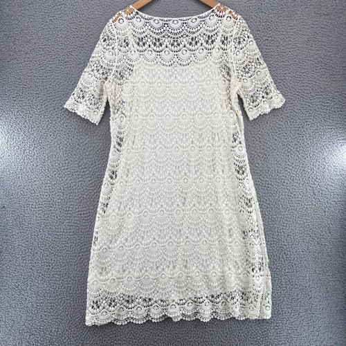 Lauren Ralph Lauren Dress Womens Extra Large White Crochet Lace Short Sleeves - Picture 12 of 12