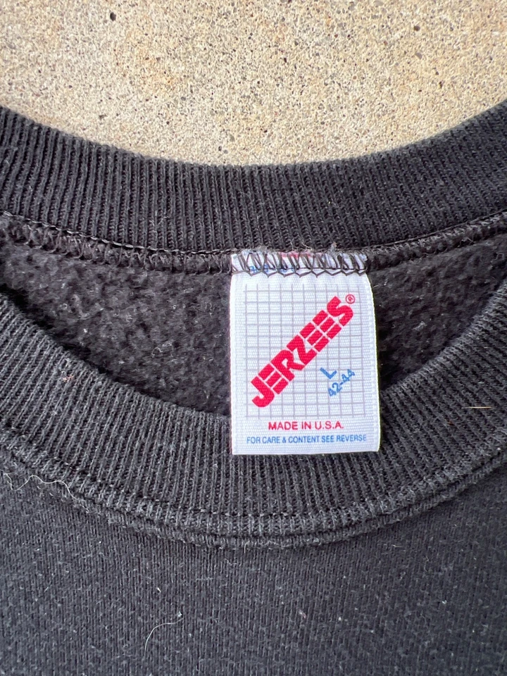 Sudadera De Colección Jerzees Estampado Lobo Cuello Redondo L Negra Hecha en EE. UU. B4 Foto 3 de 4