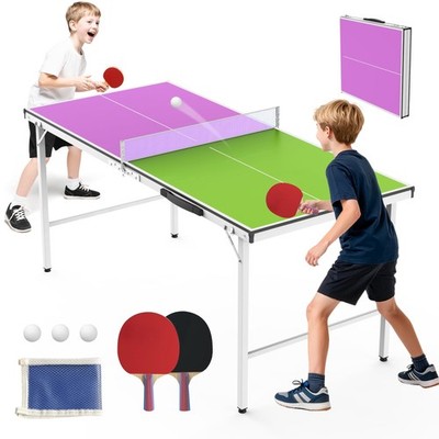 5FT Outdoor Ping Pong Table, SHINPT Table Tennis Table with Net and Paddles, 5ft