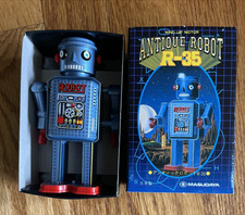 Masudaya Vintage Robot R-35 Tin Wind-Up Toy 1984 Japan Retro Mint In Box