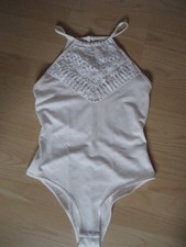 Body weiß Gr. M Spitzeneinatz mit Glitzerste...