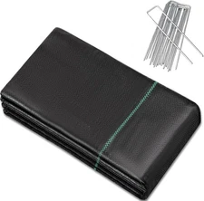 8 Garden Stakes + 1.4ftx50ft Weed Barrier Landscape Fabric Heavy Duty, Weed G...