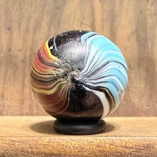 Antique German Handmade 2-Panel Indian Swirl Marble 21/32 Mint 176