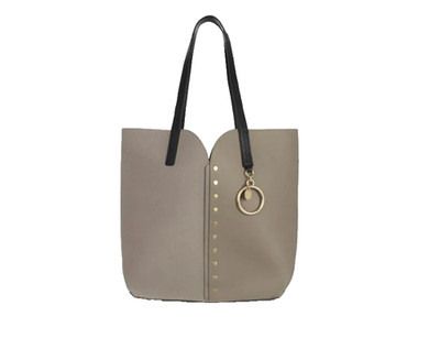 SEE BY CHLOE Gaia Studded Color-Block Suede and Leather Tote  MSRP$485