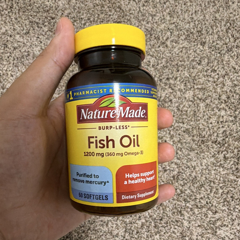 Nature Made Burp-Free Fish Oil 1200mg (360mg Omega-3) Heart Health 60 Softgels