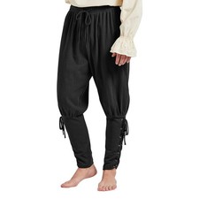 Mens Pirate Pants Renaissance Costume Medieval Halloween 01 Large, 01 Black