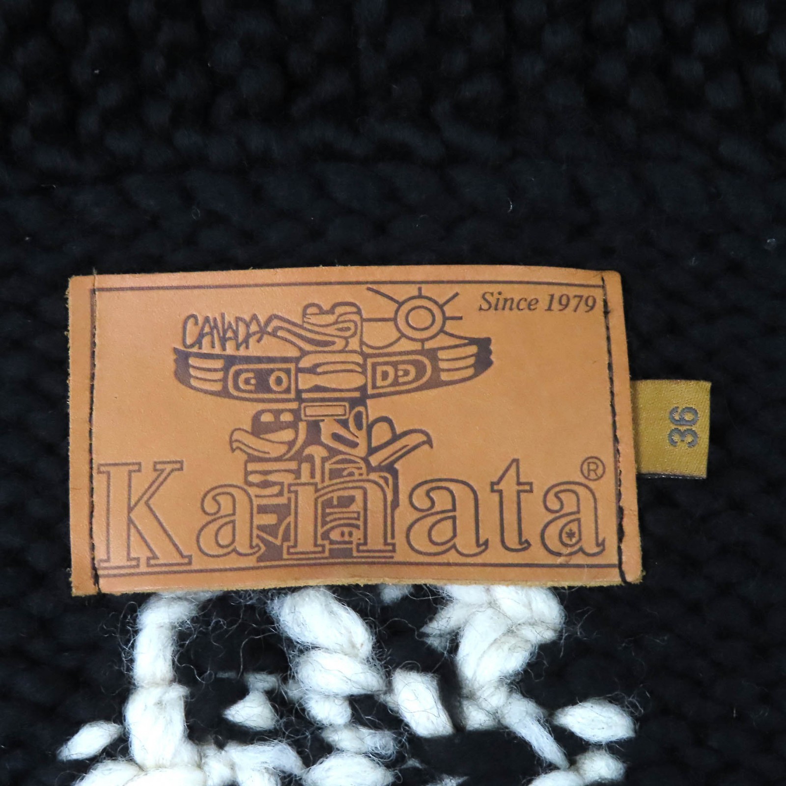 Great MONCLER GENIUS KANATA SWEATER Logo Full-Zip Cowichan Knit black wool 36 thumbnail 7