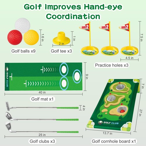 Juego de palos de golf para niños pequeños, longitud ajustable palos de golf para niños 3-5 con putti... - Imagen 7 de 7