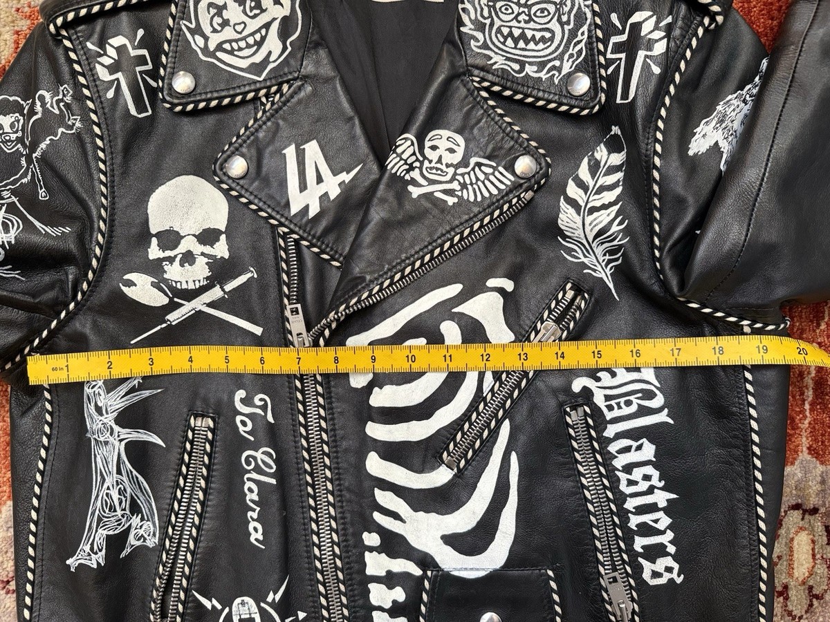celine 52 braided piping hedi slimane leather jacket PAINTED X LA