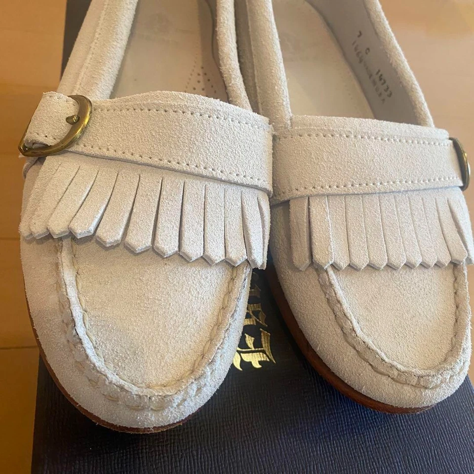 Mocasines Yuketen de gamuza con flecos y hebilla para mujer talla 24 cm hechos en EE. UU. 6,5 en Japón Foto 4 de 4
