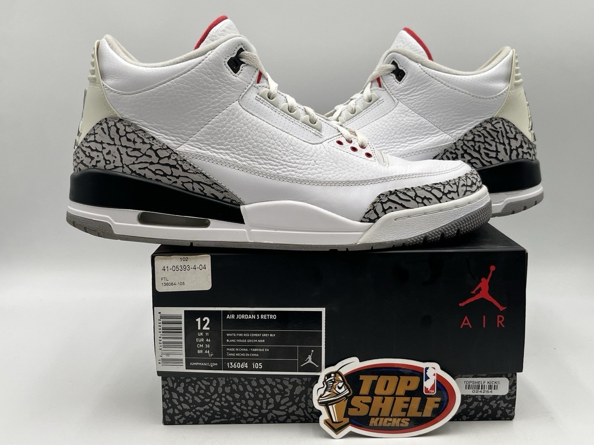 Nike Air Jordan Retro 3 White Cement 2011 Size 12 Authentic