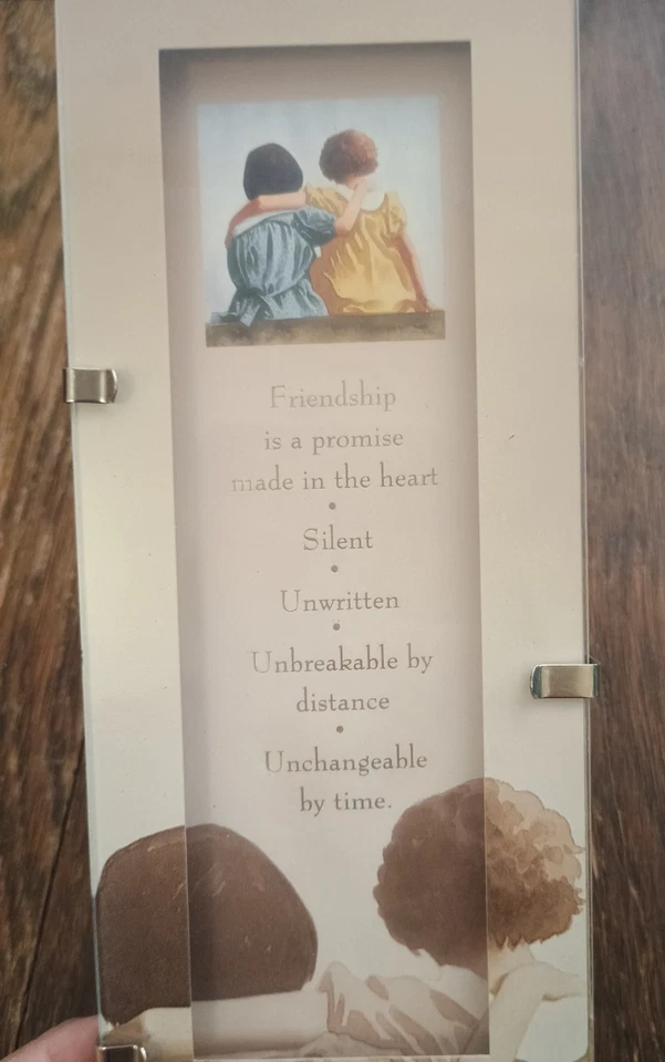 De colección Cita de Amistad Poema Acrílico Decoración en Caja Marco 9" T 3" W Abrazando Niñas Foto 3 de 4