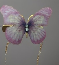 Silk Butterfly Hair Pin Two Chains Golden Butterflies Wedding Prom Adult Child