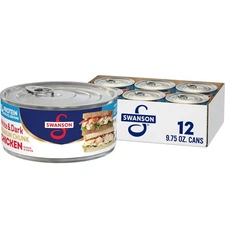 Swanson White and Dark Premium Chunk Canned Chicken 9.75 Ounce (Pack of 12) 
