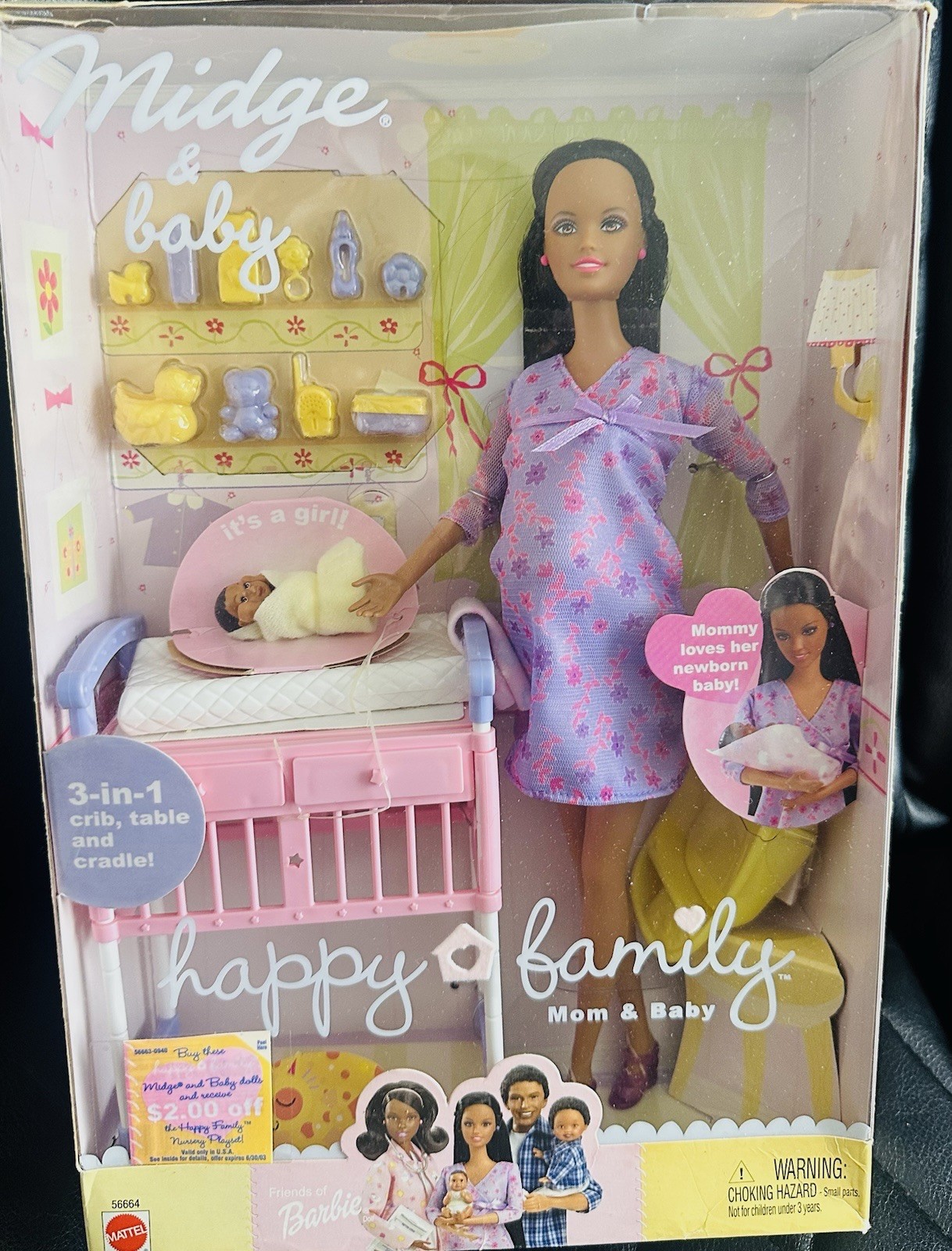 NOS Barbie Pregnant Midge & Baby Happy Family (56664) Africa
