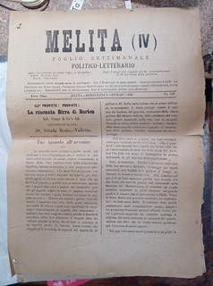 Rare Malta Political Newspaper Melita January 1902