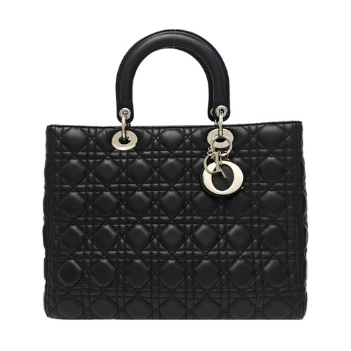 【Authentic】 DIOR Lady Dior Black Suede Handbags (DDP)