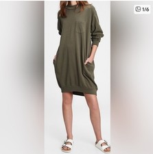 NWT GAP Olive Green Sweater Crewneck Long Sleeve Dress with Pocket Size Medium