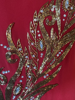 open lace back dress Fall 2001 Red & Gold Bob Mackie Cut Out Gown – Shrimpton Couture main image 1
