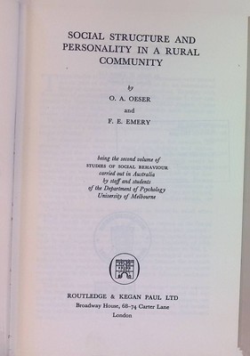 Social Structure and Personality in a Rural Community. Studies of Social Behavio