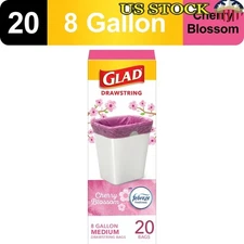Scented Drawstring Trash Bags 8 Gallon Cherry Blossom Odor Control Leakproof New