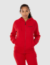 G WEST WOMENS FLEECE ZIPPER HOODIE - RACING RED