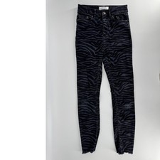 Zara Woman Zebra Print High Rise Skinny Jeans Black Gray Size 2