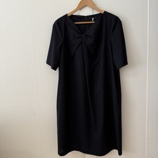 COS Women's 100% Wool Dress SZ 12 Asymmetric Neckline Minimalist Artsy