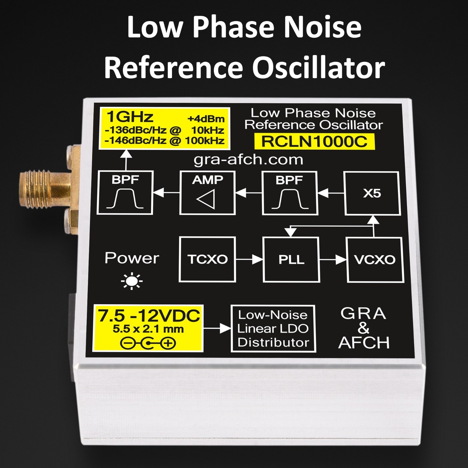 RCLN1000C 1GHz Low Phase Noise Reference Oscillator -136 dBc/Hz @ 10kHz