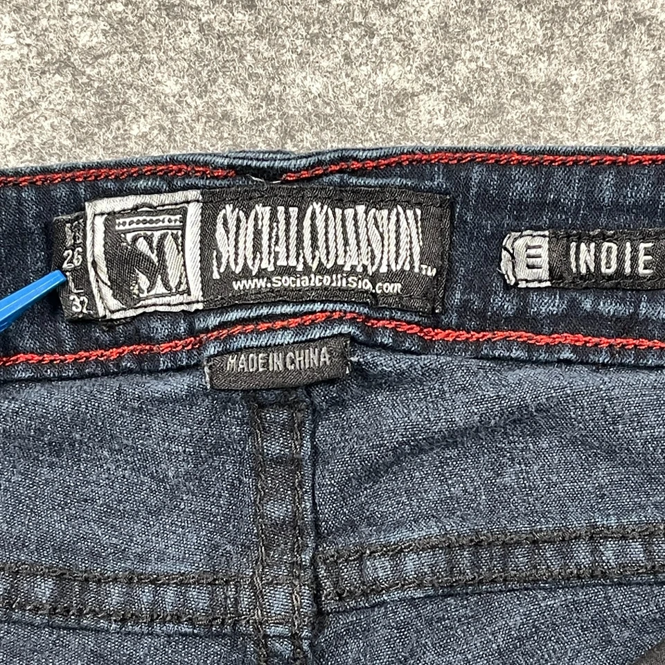 Social Collision Men’s Jeans 26x32 Skinny Fit Dark Wash Stretch Denim Punk Goth - Image 4 of 4