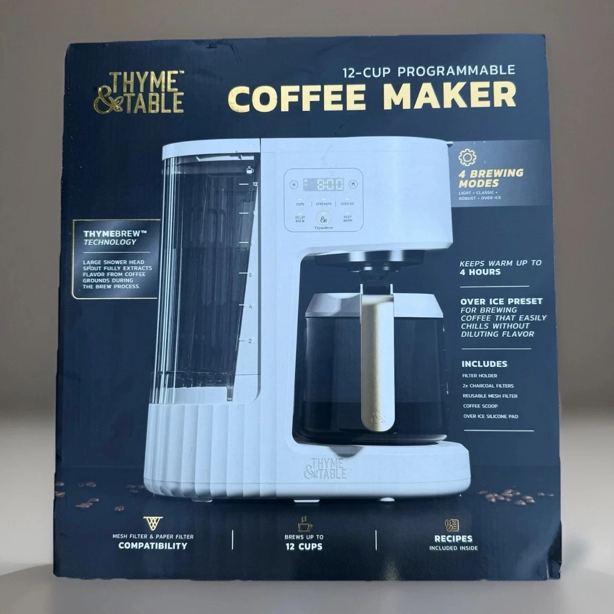 New Thyme & Table 12-Cup Programmable Drip Coffee Maker 60oz Water Reservoir