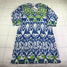 Gretchen Scott Coverup Dress Womens Small Blue Cotton Embroidered Boho Resort 