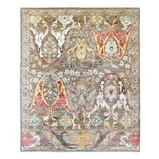 8'3"x9'9" Walnut Brown Bijar Garus Design High Mountain Wool Hand Knotted Rug