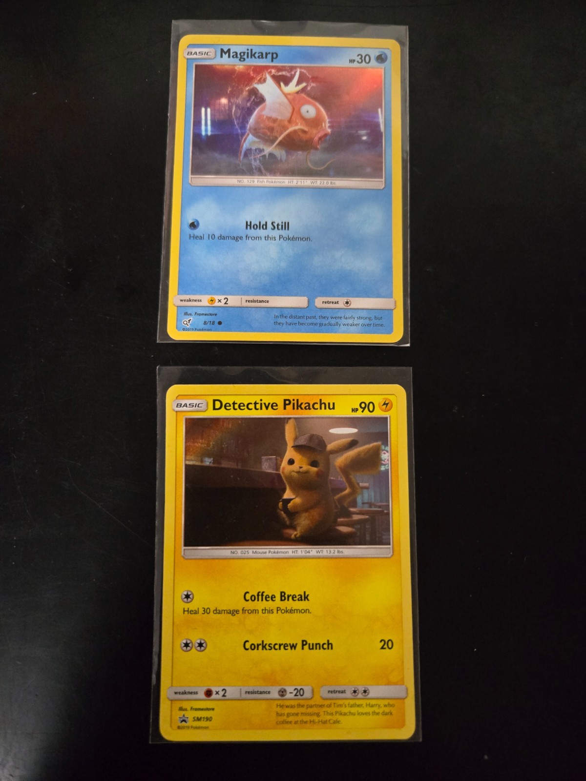 Detective Pikachu Pokemon Promo Holo Cards NM/M - Pikachu SM190 & Magikarp 8/18