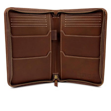 Split Grain Leather Travel Wallet, Brown, Holds 4 Passports