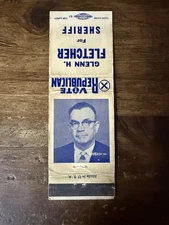 D1070 Glenn Fletcher For Sheriff Republican Vintage Matchbook Cover