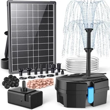Solar Fountain Pump with Pond Filter Kit, 8W Solar Pond Pump with Pond Filter...