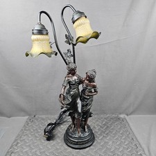 Widdop Bingham Figurine Table Lamp 2 x Glass Shades 2001 67cm - Repaired