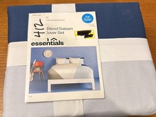 Full/Queen Cotton Blend Sateen Duvet Cover and Sham Set Ivory/Light