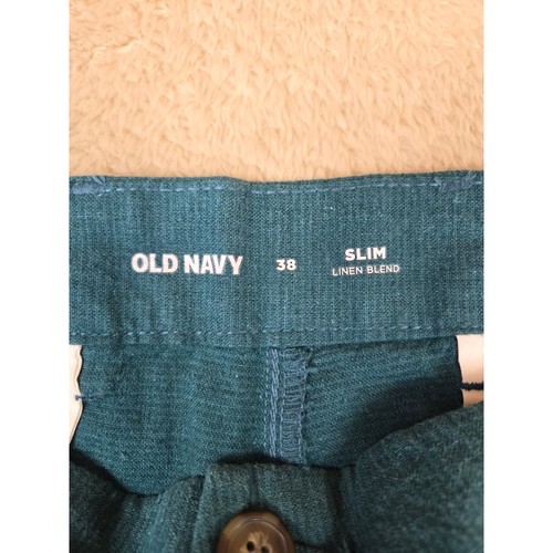 Old Navy Mens Slim Linen Blend Shorts 38 Teal Green 8 Inch Inseam NWT - Picture 2 of 10