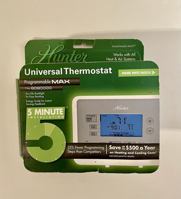 Hunter Programmable Max Universal Thermostat Digital 7 Day #44377 - New Sealed