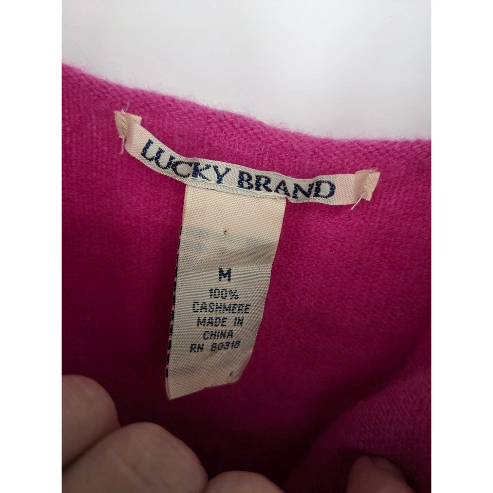 Lucky Brand 羊绒背心女式中号粉色 V 领细肩带豪华 — 第 4/4 张图片