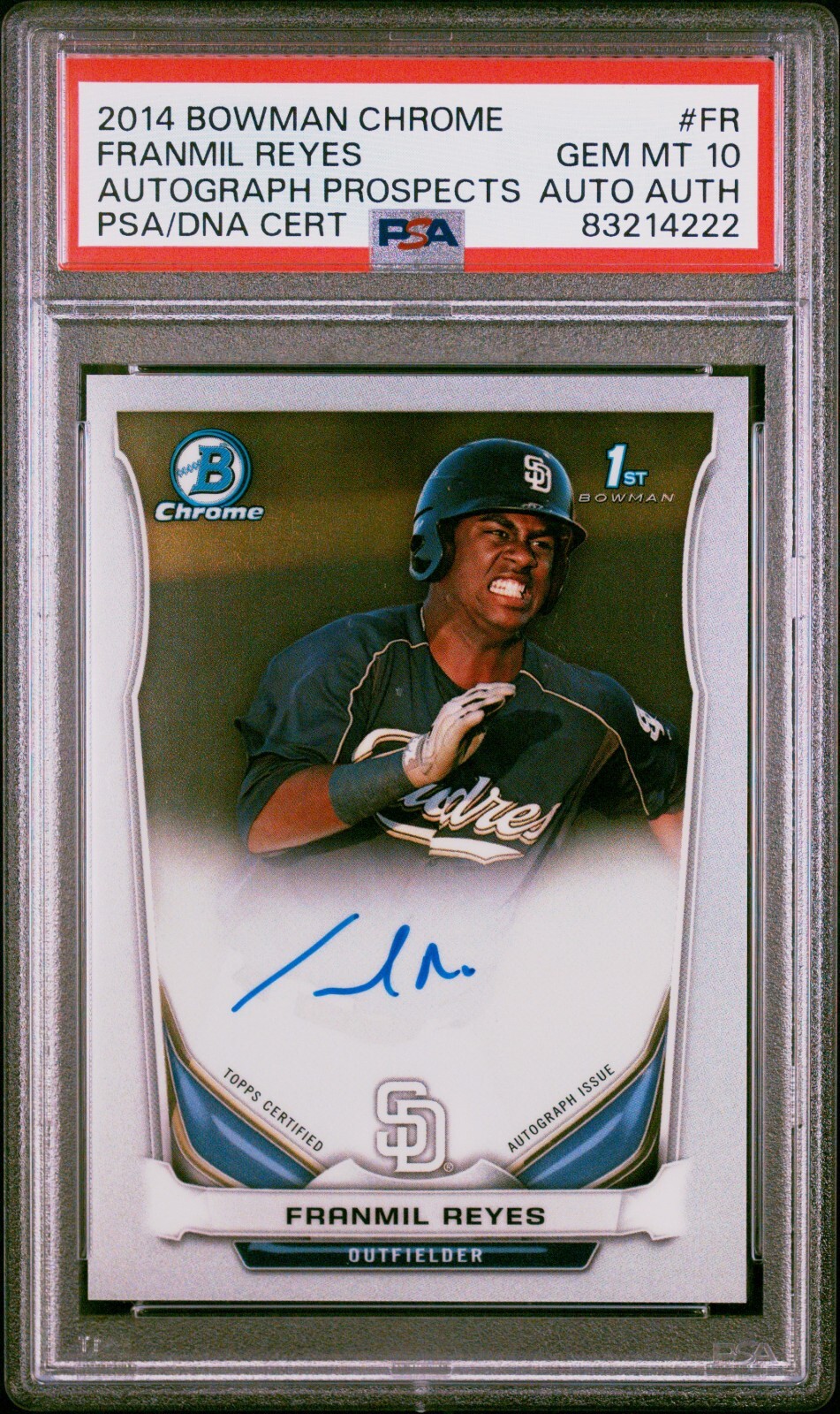Franmil Reyes 2014 Bowman Chrome Prospect Auto PSA 10 Gem Mint DNA #FR BCAP-FR