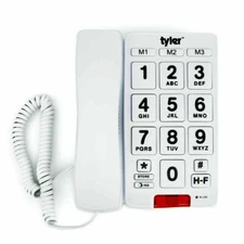 Tyler TBBP-3-WH: Big Button Corded Phone with Speakerphone for Seniors - White