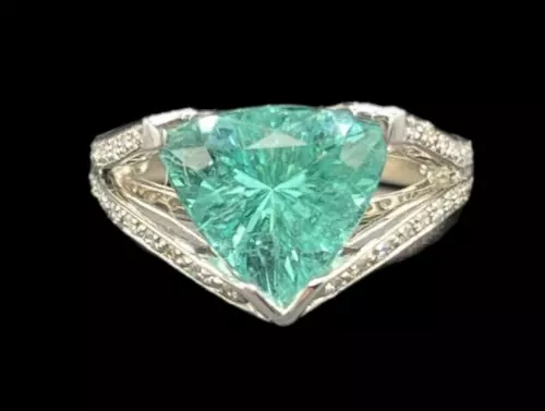 4.67 Carat AGL Certified Paraiba Tourmaline and Diamond 18K Ring 