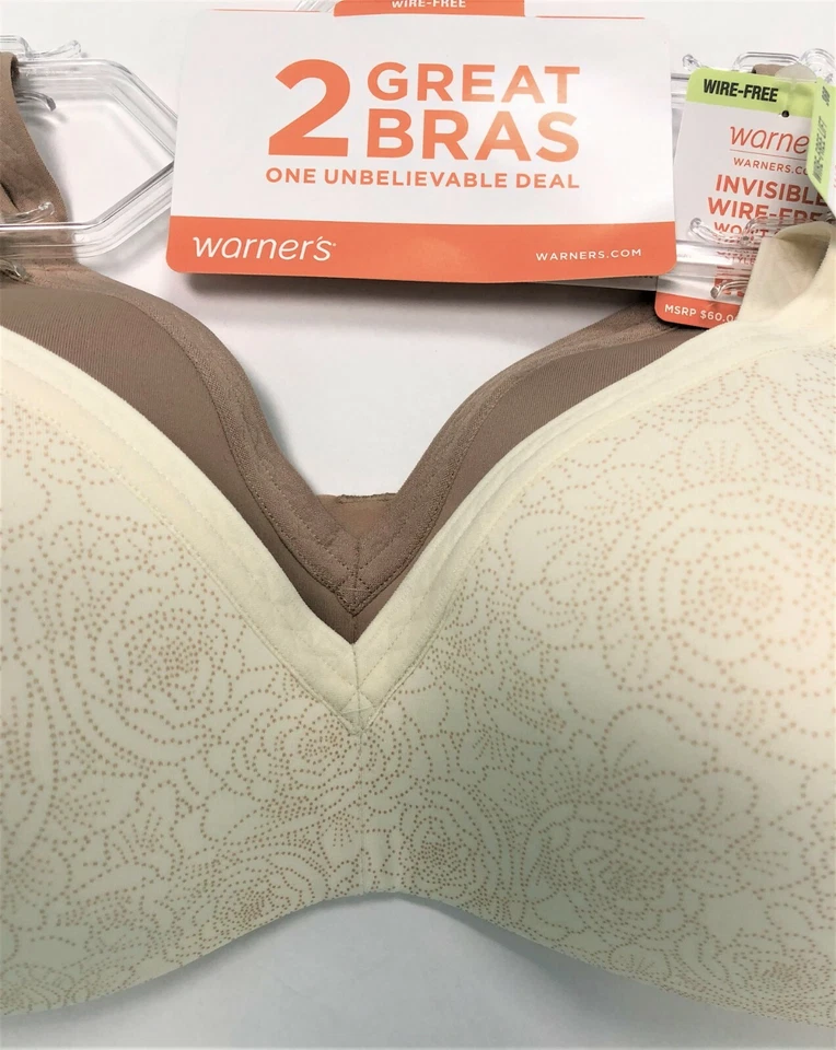 Warner's Wirefree Sujetadores Camiseta Forrada Copas Sin Costuras Estilo 4011 Conjunto de 2 Nuevo $60 Foto 4 de 4